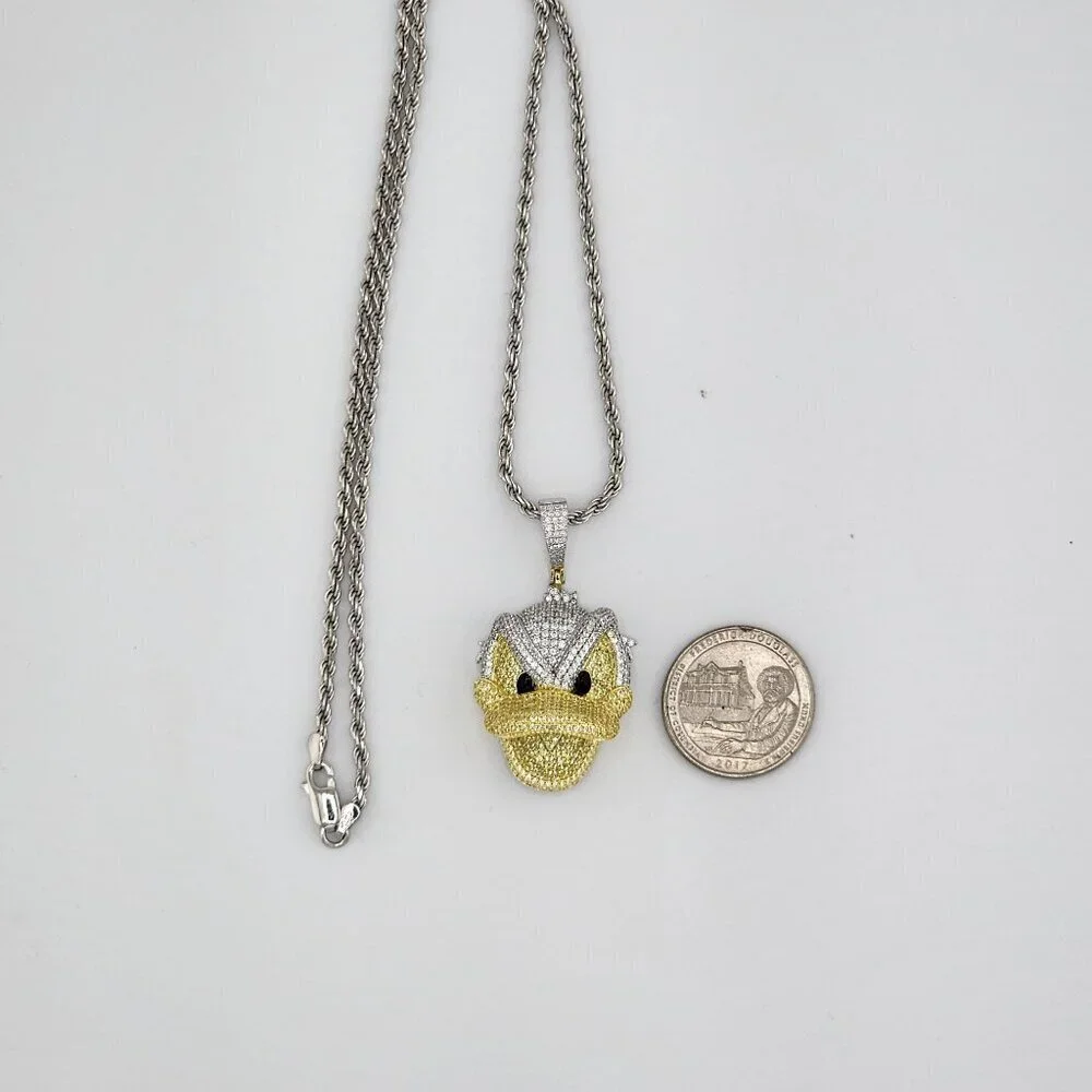 Brand New Sterling Silver 925 Angry Donald Necklace